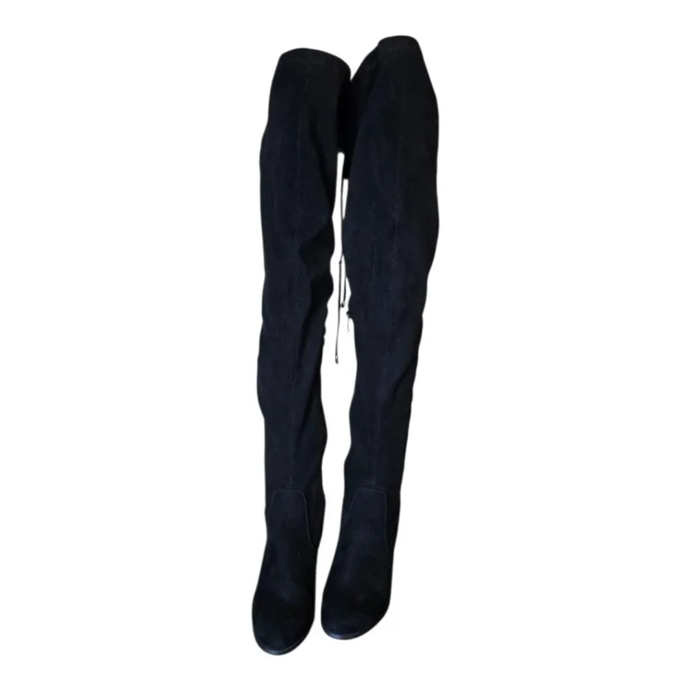 Black Over the Knee Thigh High Faux Suede Boots sz 8